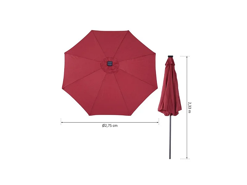 Parasol lumineux LUNA bordeaux