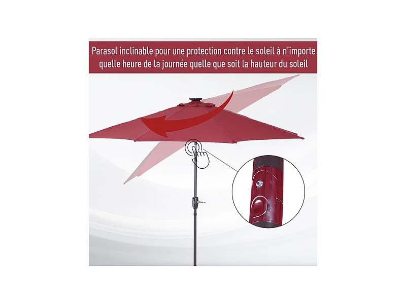Parasol lumineux LUNA bordeaux