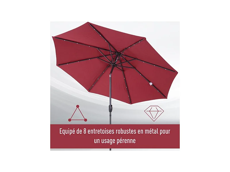 Parasol lumineux LUNA bordeaux