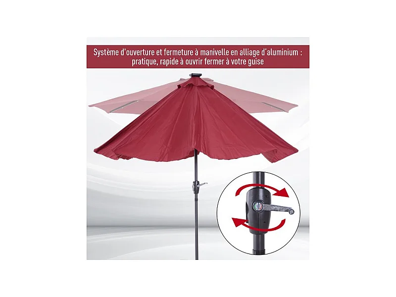 Parasol lumineux LUNA bordeaux