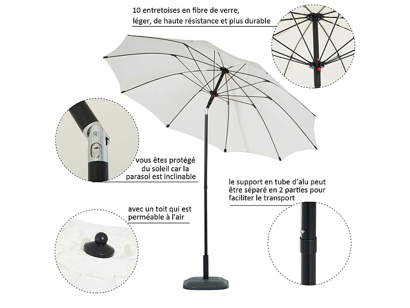 Parasol SUNNY Crème et Noir