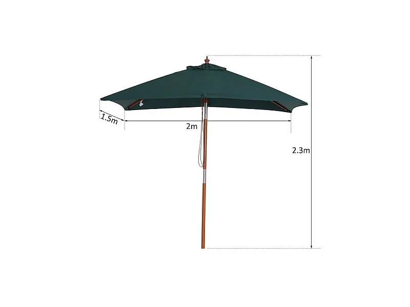 Parasol rectangulaire inclinable WIMBLEDON vert foncé