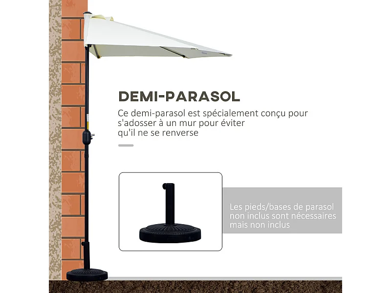 Demi-parasol de balcon OTTO crème