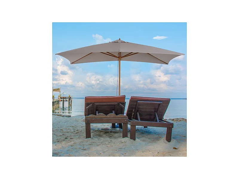 Parasol droit rectangulaire VANUATU grande taille gris