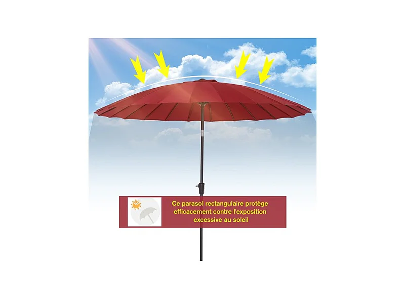 Parasol rond CHINA rouge avec manivelle