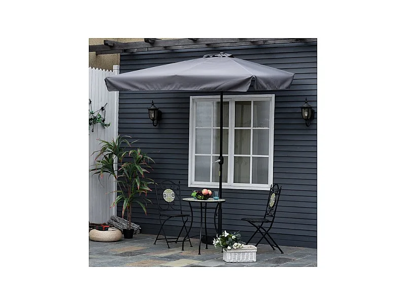 Demi-parasol de balcon DEAUVILLE gris