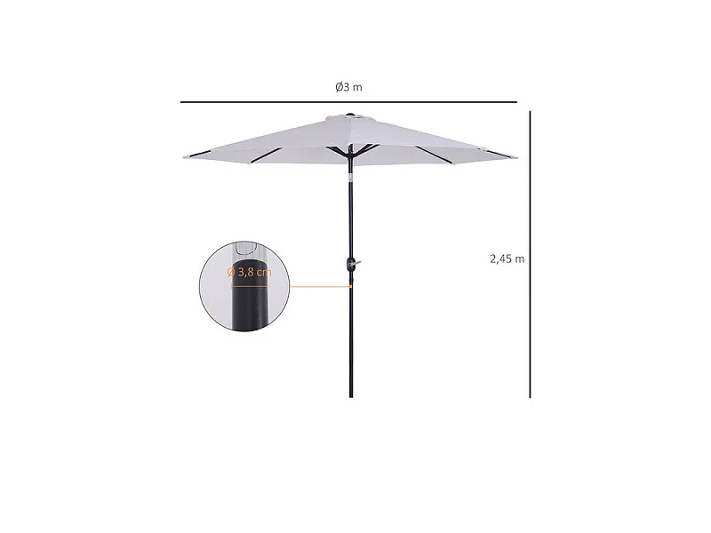 Parasol rond inclinable LYS blanc