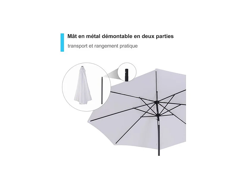 Parasol rond inclinable LYS blanc