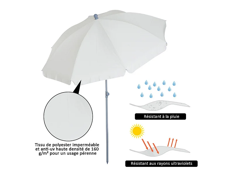 Parasol inclinable de plage SUNBE crème