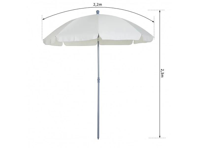 Parasol inclinable de plage SUNBE crème