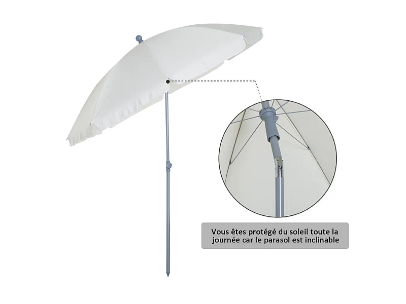 Parasol inclinable de plage SUNBE crème