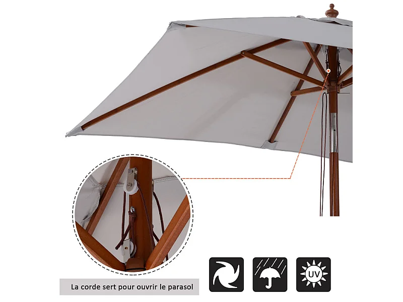 Parasol BAMBOU gris clair