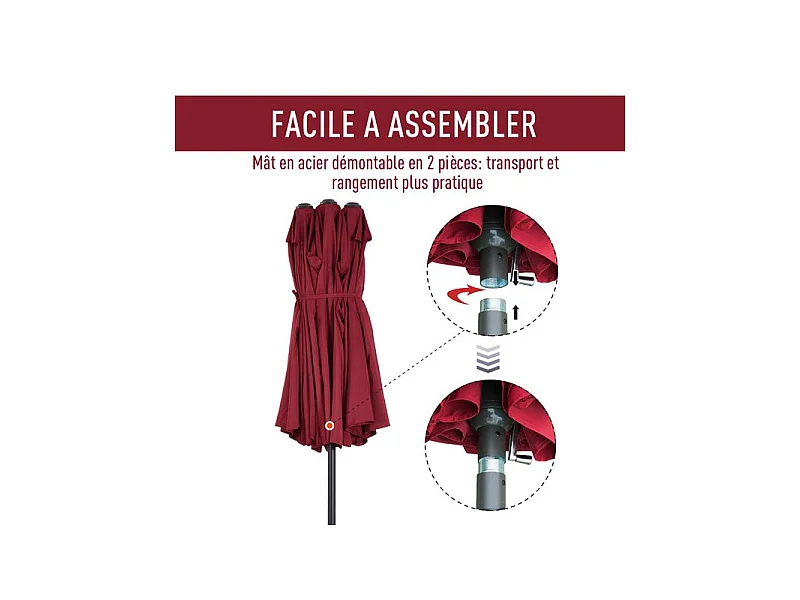 Grand parasol xxl KYOTO bordeaux