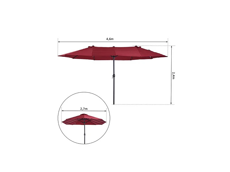 Grand parasol xxl KYOTO bordeaux