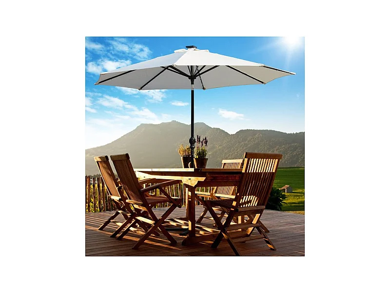 Parasol Octogonal Inclinable LATTE Crème à LED