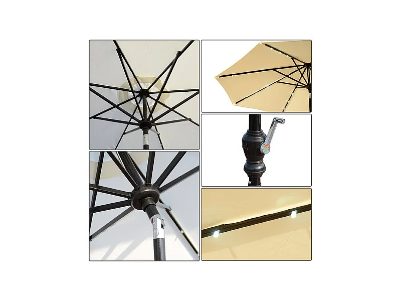 Parasol Octogonal Inclinable LATTE Crème à LED