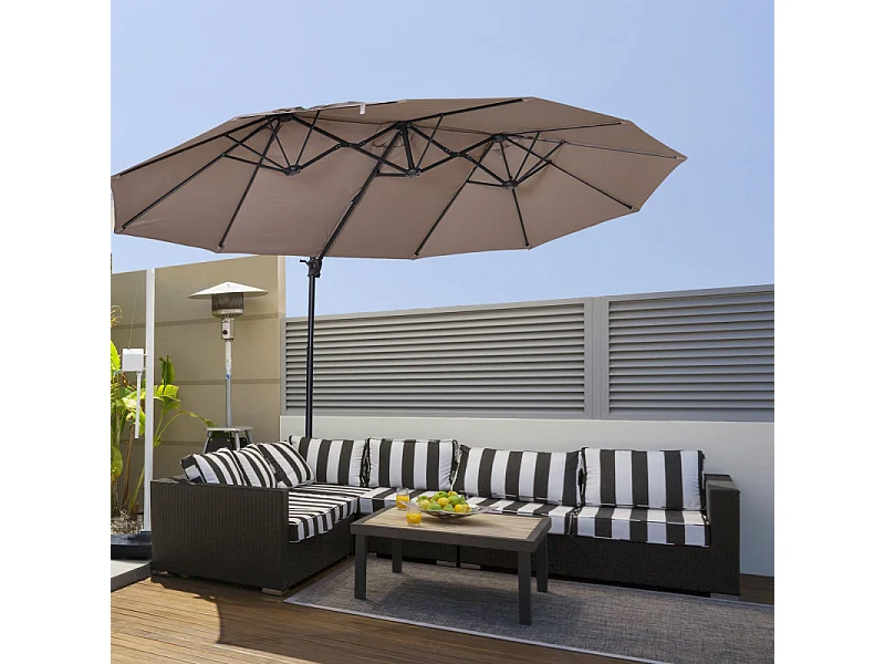 Parasol déporté grande taille OLGA marron