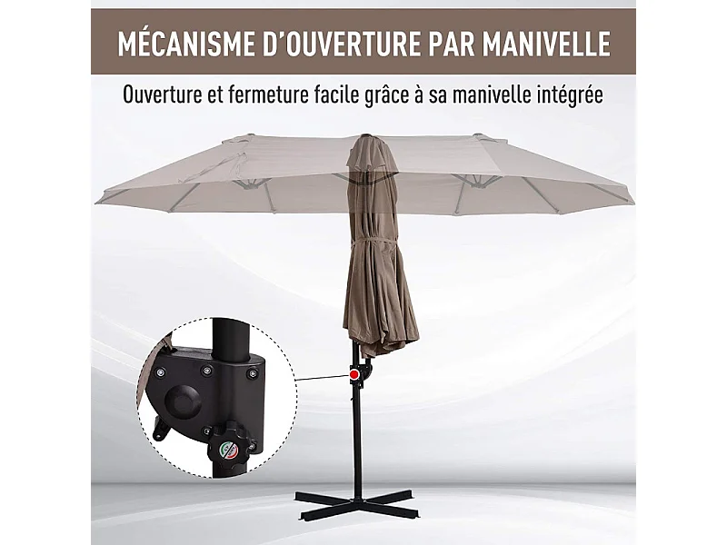 Parasol déporté grande taille OLGA marron