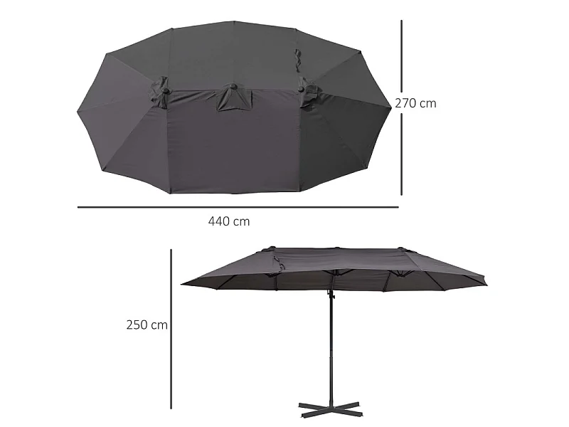Parasol déporté XXL XANADU gris