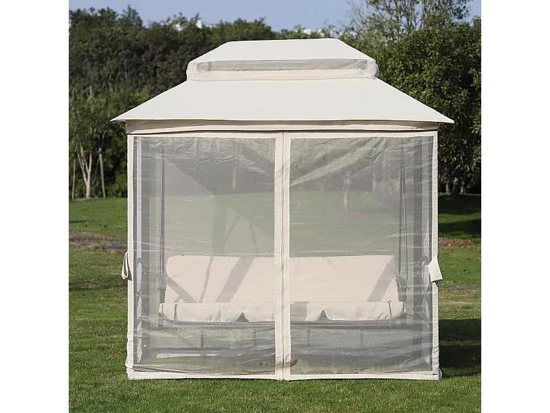 Balancelle de Jardin Convertible 3 Places Double Toit – MOSKY