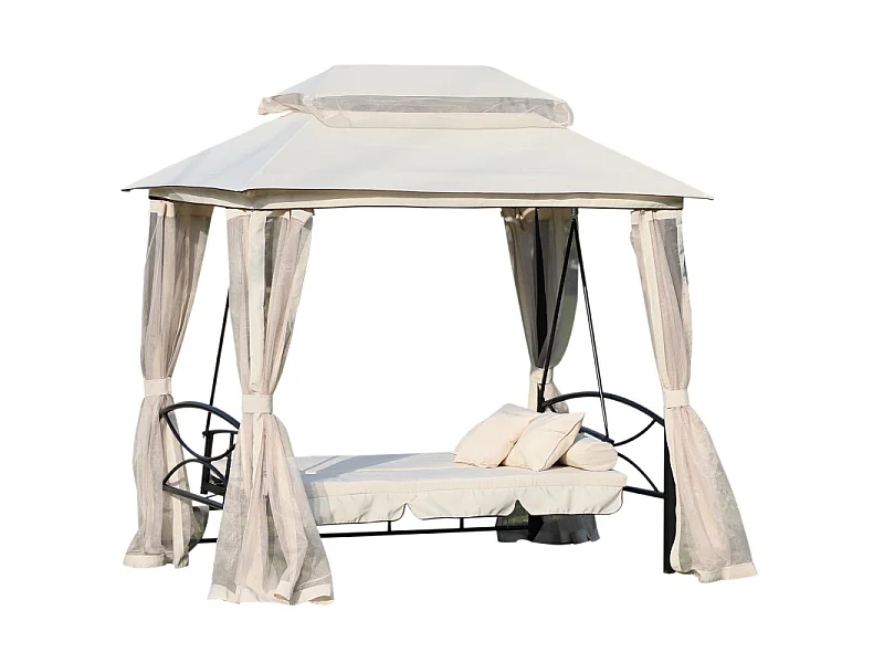 Balancelle de Jardin Convertible 3 Places Double Toit – MOSKY