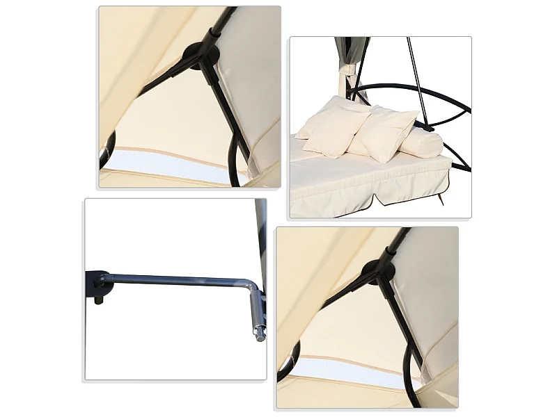 Balancelle de Jardin Convertible 3 Places Double Toit – MOSKY