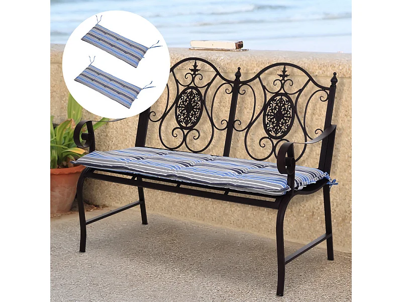 Lot de 2 coussins de banc MIA bleus et gris