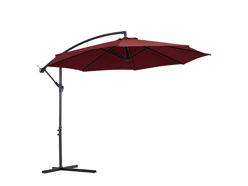 Parasol déporté octogonal 3m CARMEN bordeaux et noir
