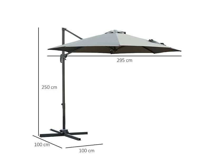 Parasol déporté et orientable SPHYNX de couleur grise