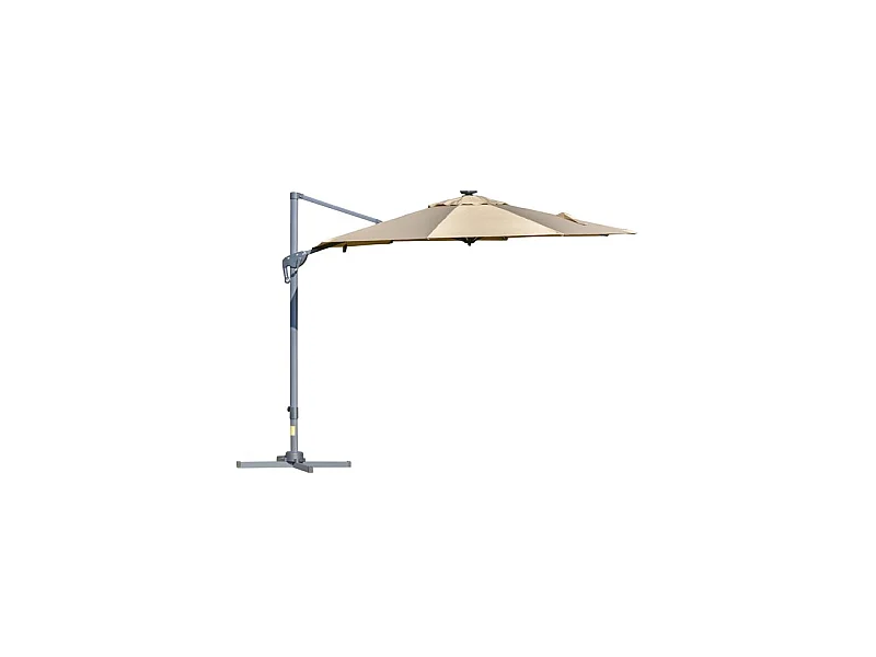 Parasol déporté octogonal et inclinable MALIBU à LED Beige