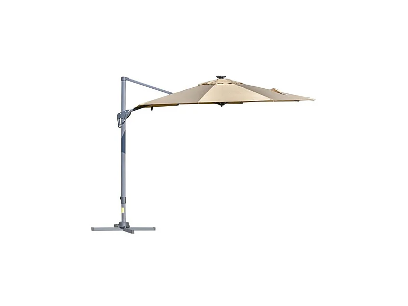 Parasol déporté octogonal et inclinable MALIBU à LED Beige