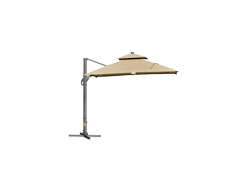 Parasol déporté carré EGYPTE à LED Beige