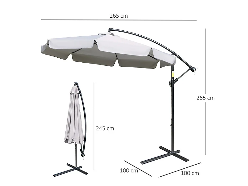 Parasol déporté octogonal inclinable KARINA gris