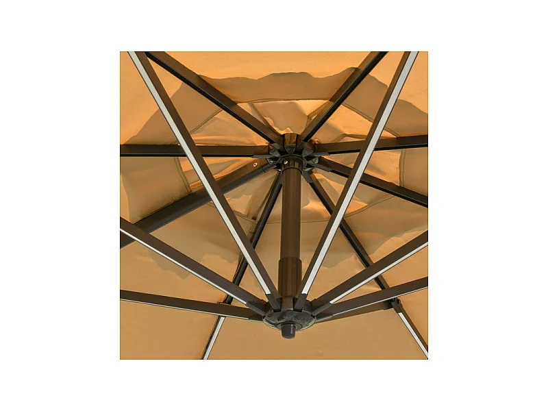 Parasol déporté octogonal et inclinable MALIBU à LED Beige