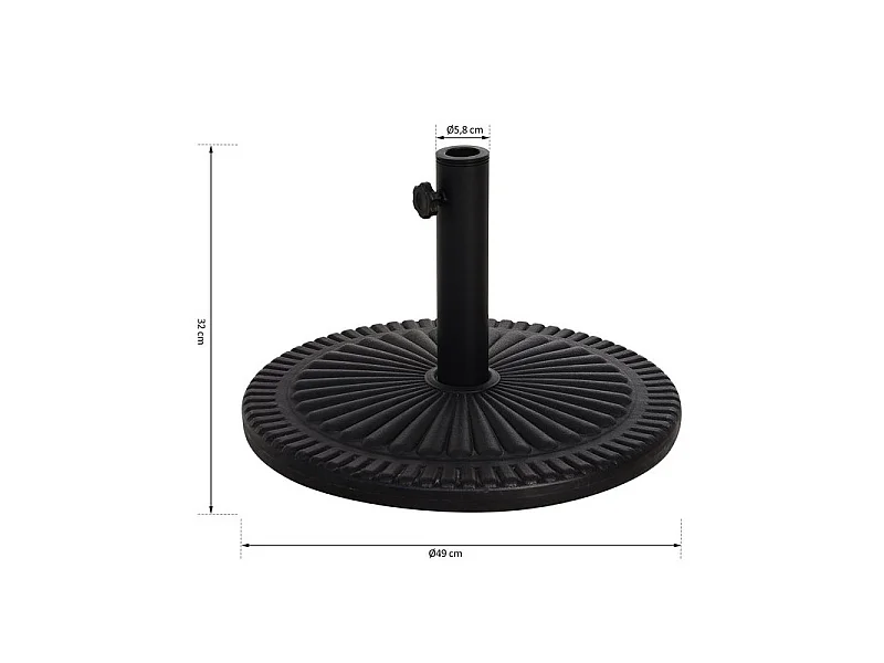 Pied de parasol rond motif rosace RIO noir