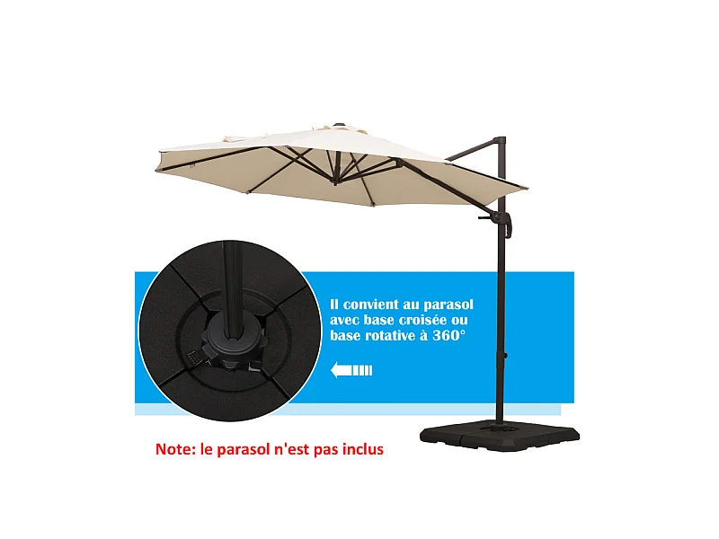 4 dalles de lestage pied de parasol NICOLE noirs