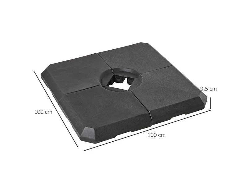 4 dalles de lestage pied de parasol NICOLE noirs