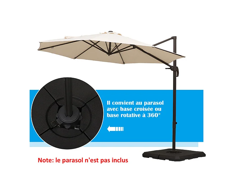 4 dalles de lestage pied de parasol NICOLE noirs