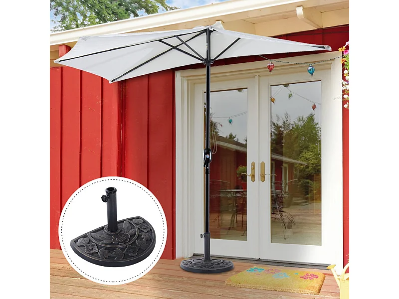 Pied de parasol demi-cercle résine imitation fonte bronze