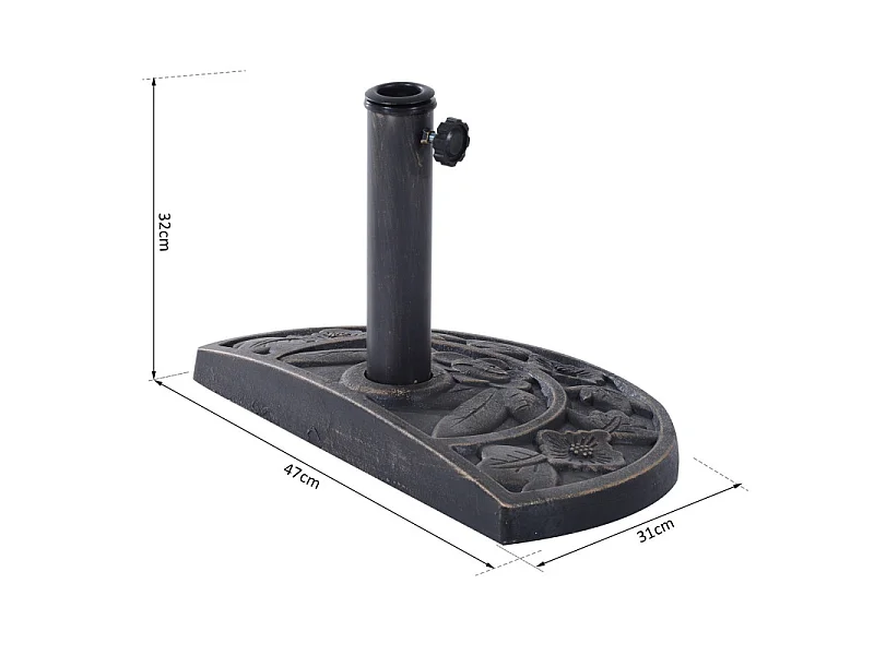 Pied de parasol demi-cercle résine imitation fonte bronze