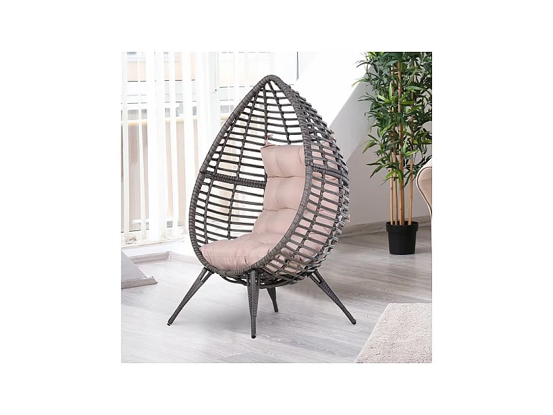 Fauteuil design chocolat nid douillet coussin beige