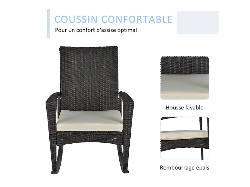 Fauteuil à bascule MITCH chocolat