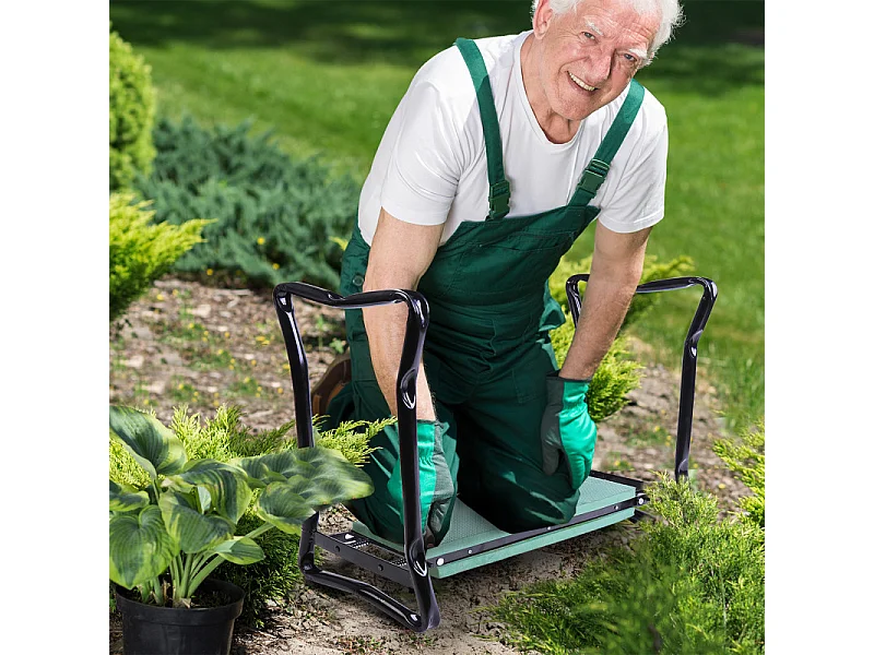 Tabouret de jardin 2 en 1 NICO noir et vert