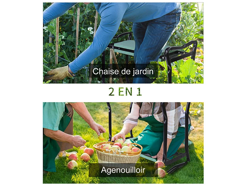 Tabouret de jardin 2 en 1 NICO noir et vert