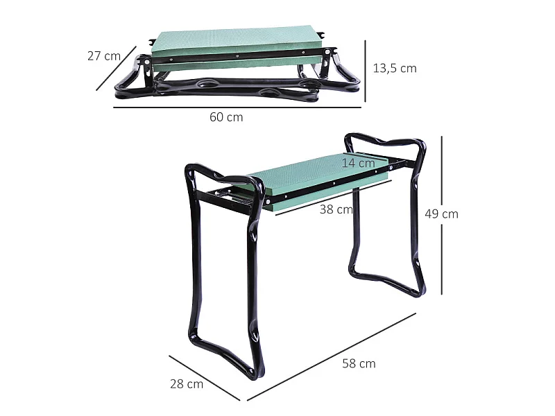 Tabouret de jardin 2 en 1 NICO noir et vert