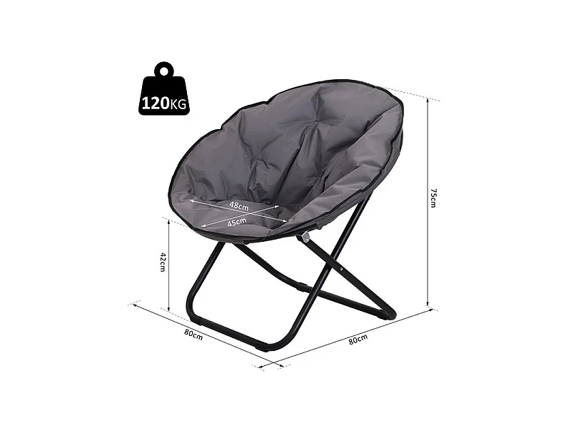 Fauteuil lune pliable TINA gris