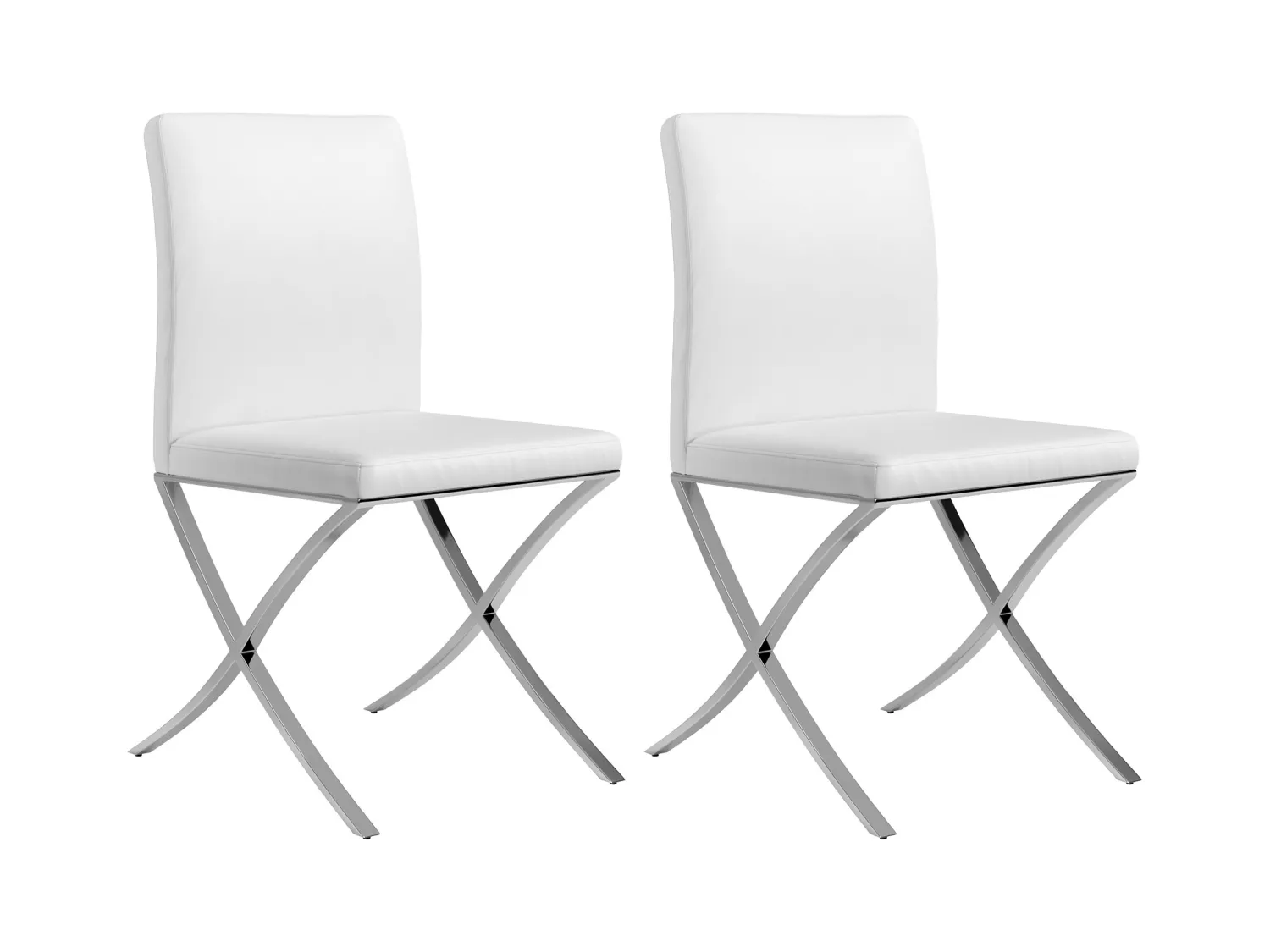 Sedia Similpelle e Acciaio inossidabile Bianco - Lotto di 2 - CALY