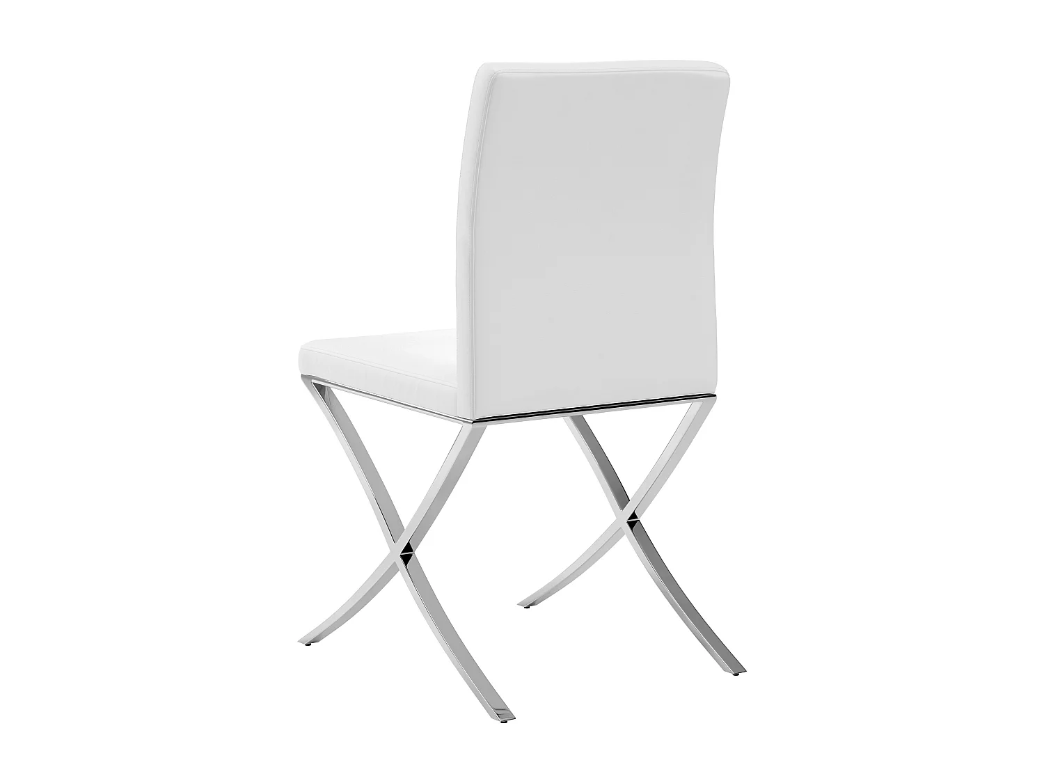Lot de 2 chaises - Simili et acier chromé inoxydable - Blanc - CALY