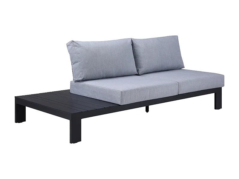 Canapé de jardin 2 places noir avec tablette à gauche en aluminium  - L. 199 cm - MENDOZA de MYLIA