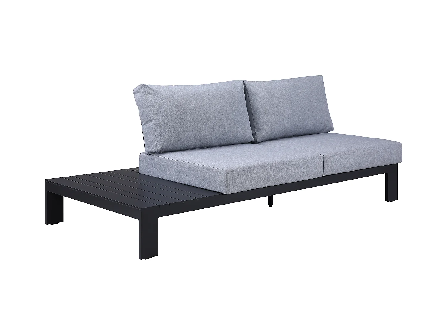 Divano da giardino 2 posti con ripiano a sinistra in Alluminio L.199 cm Nero - MENDOZA